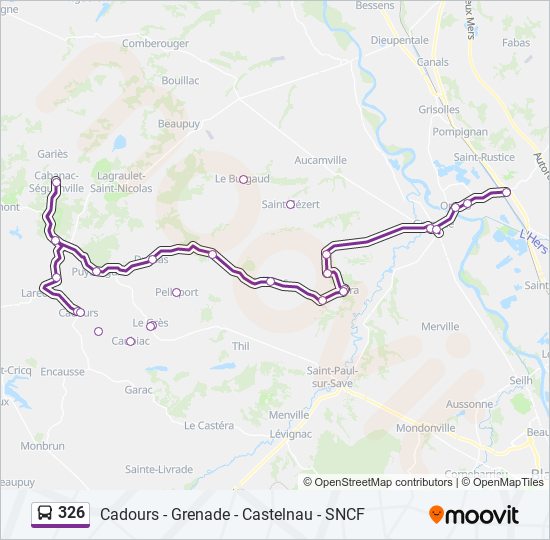 Mapa de 326 de autobús