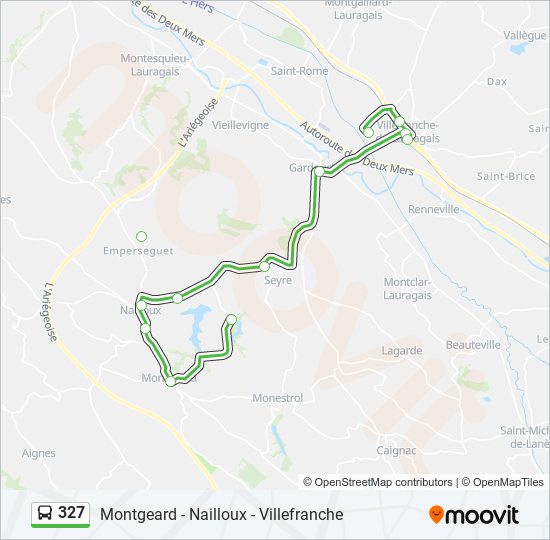 Mapa de 327 de autobús