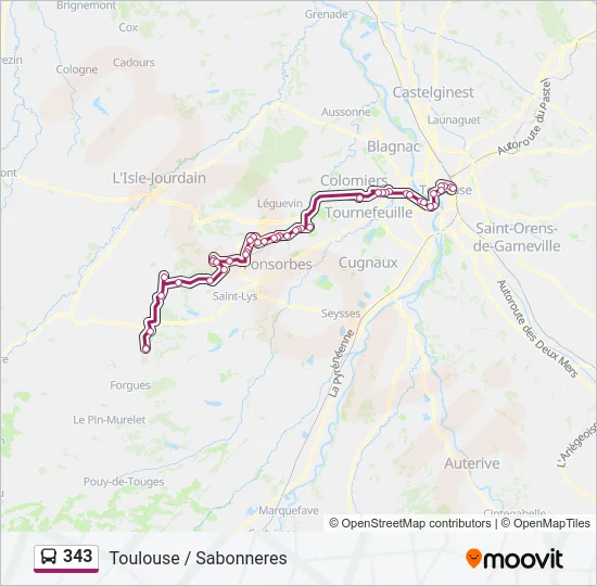 343 Bus Line Map
