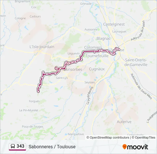 343 Bus Line Map