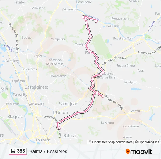 353 Bus Line Map