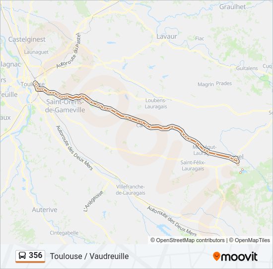 Mapa de 356 de autobús