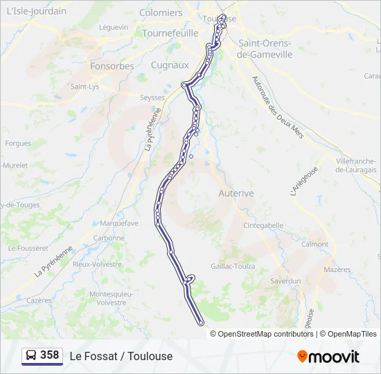 358 Bus Line Map