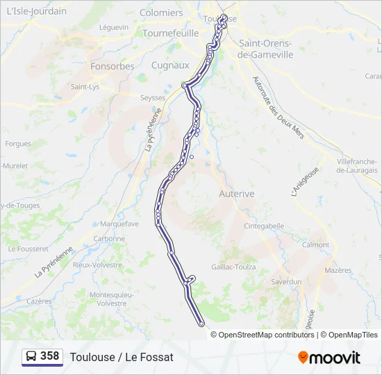358 Bus Line Map