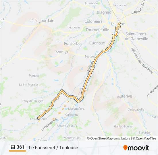 361 Bus Line Map