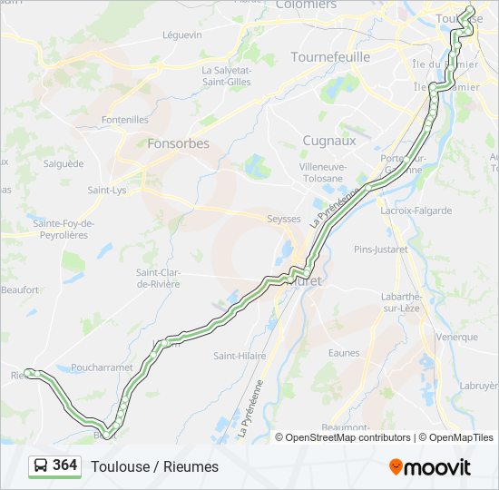 364 Itinéraire Horaires, Arrêts & Plan Toulouse / Rieumes (mis à jour)
