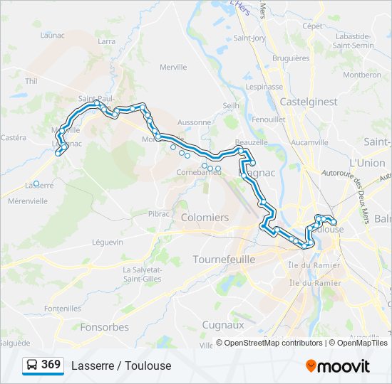 Mapa de 369 de autobús