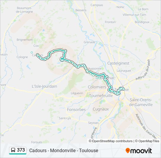 Mapa de 373 de autobús