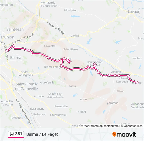 381 Bus Line Map