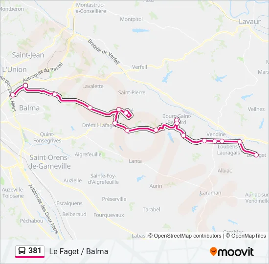 381 Bus Line Map
