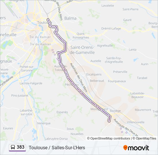 Plan de la ligne 383 de bus