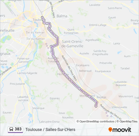 383 Bus Line Map