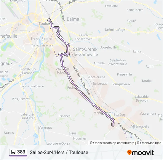 383 Bus Line Map