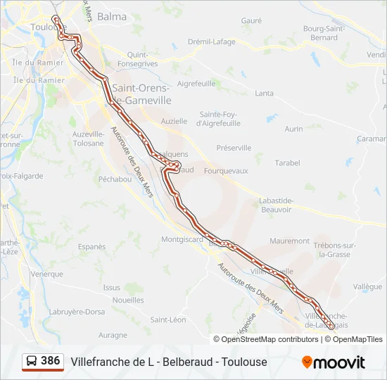 386 Bus Line Map