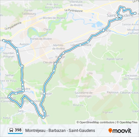 Mapa de 398 de autobús