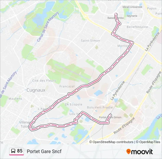 85 Bus Line Map