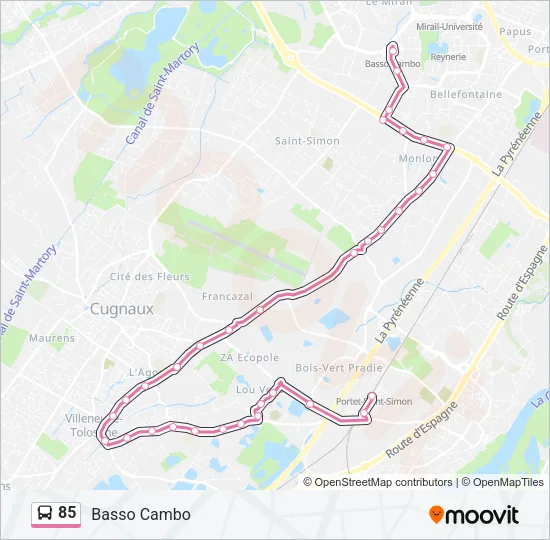 85 Bus Line Map