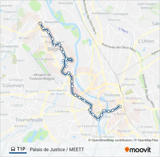 T1P Bus Line Map