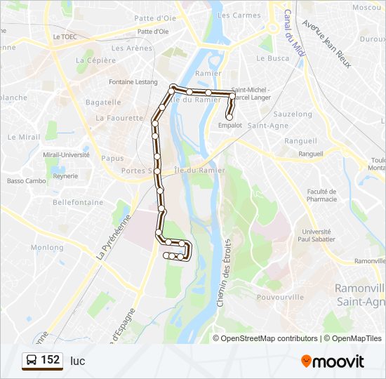 152 bus Line Map