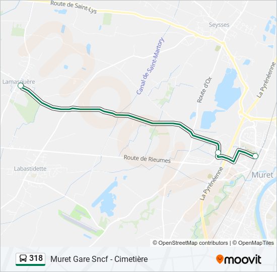 Mapa de 318 de autobús