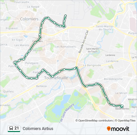 Plan de la ligne 21 de bus