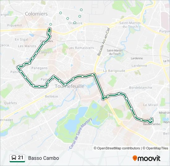 21 Bus Line Map