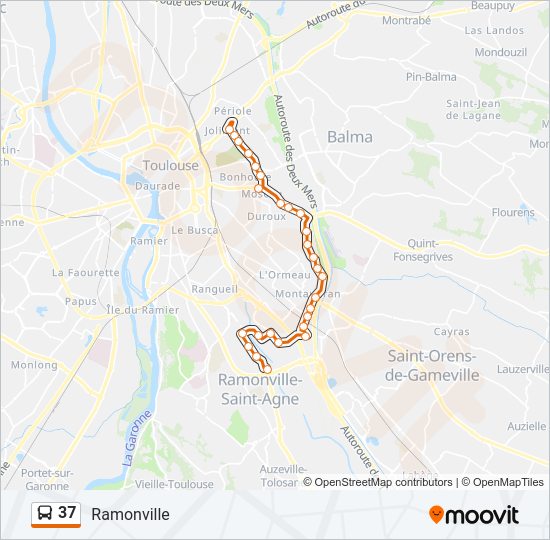 Plan de la ligne 37 de bus