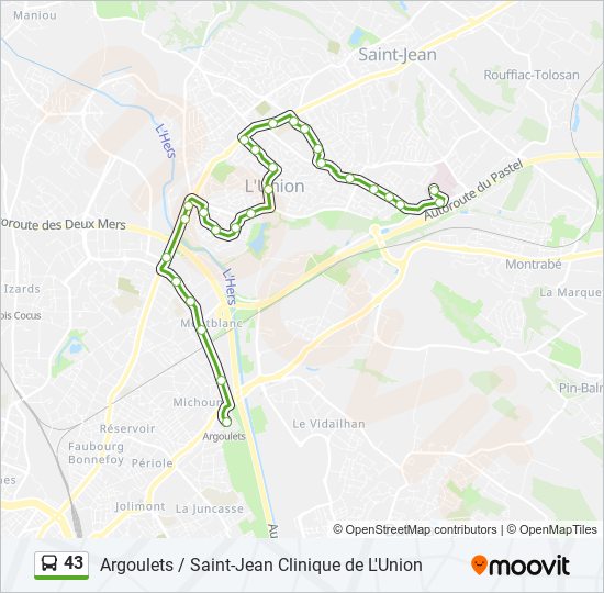 Plan de la ligne 43 de bus