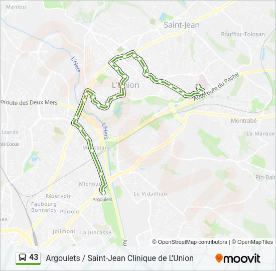 43 Bus Line Map