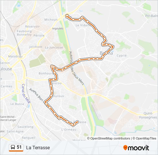 Plan de la ligne 51 de bus