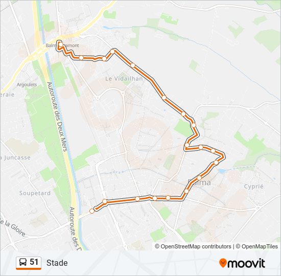 Mapa de 51 de autobús