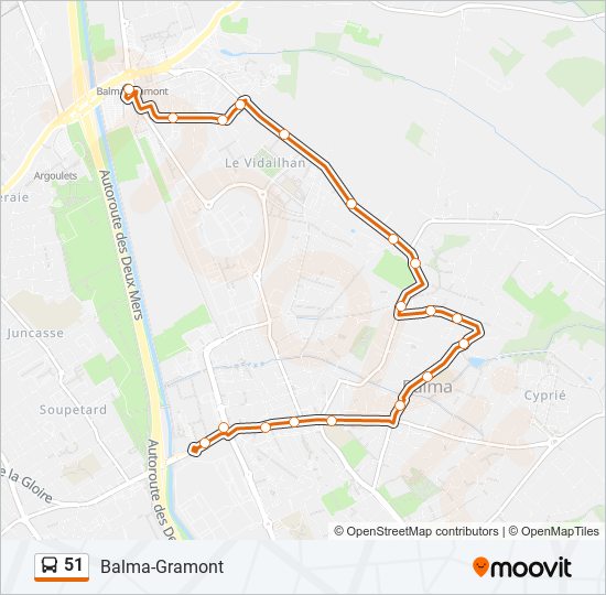 51 bus Line Map