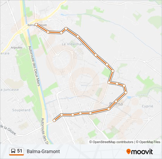 51 Itinéraire: Horaires, Arrêts & Plan - Balma-Gramont (mis à jour)