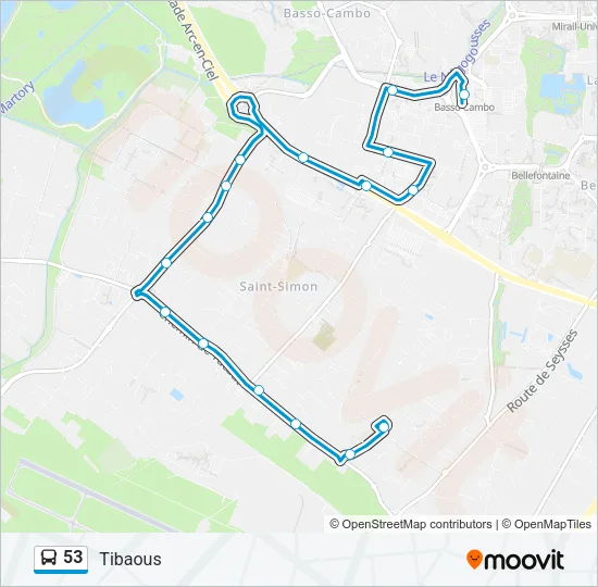 53 Bus Line Map