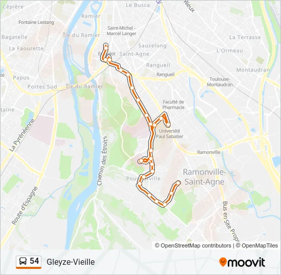 54 Bus Line Map