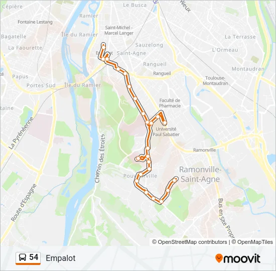 54 Bus Line Map