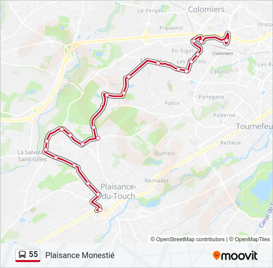 55 Bus Line Map