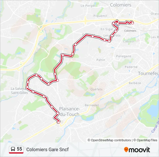 55 Bus Line Map