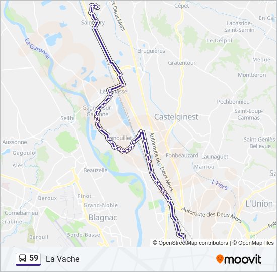 Plan de la ligne 59 de bus