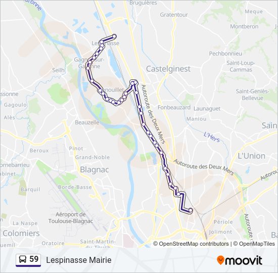 Plan de la ligne 59 de bus