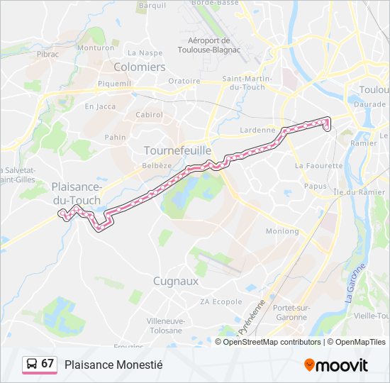 Plan de la ligne 67 de bus