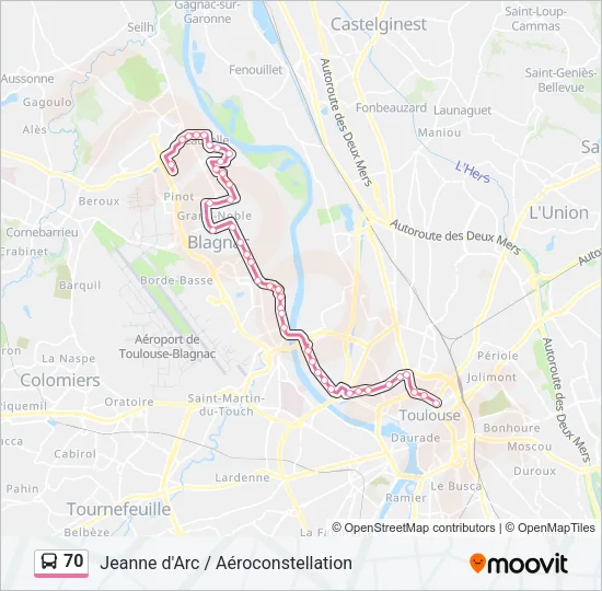 70 Bus Line Map