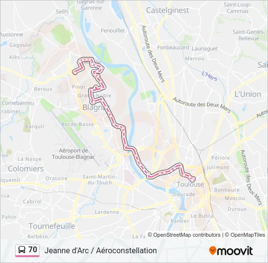 70 Bus Line Map