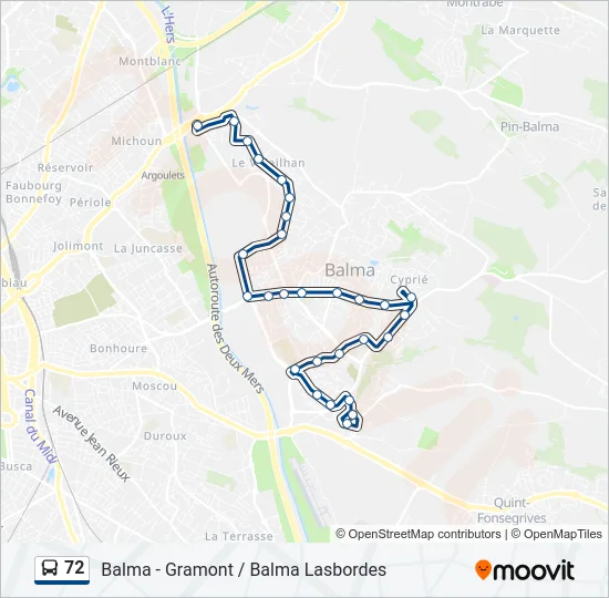 72 Bus Line Map