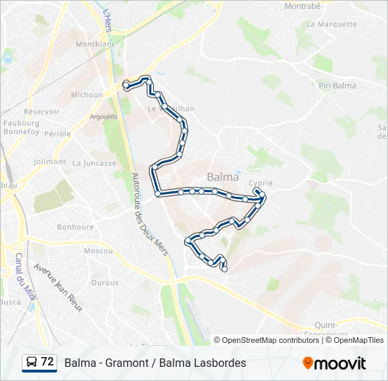 72 Bus Line Map