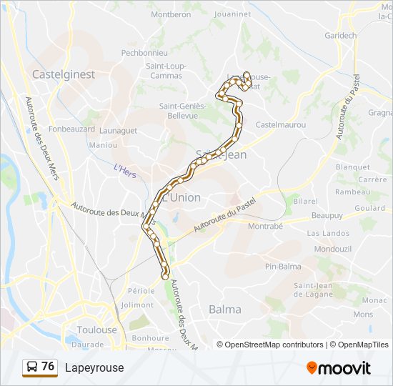 Plan de la ligne 76 de bus