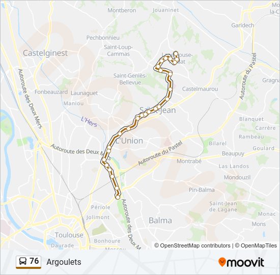 Plan de la ligne 76 de bus