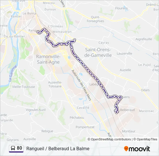 80 Bus Line Map