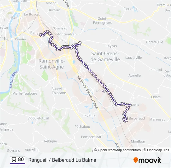 80 Bus Line Map