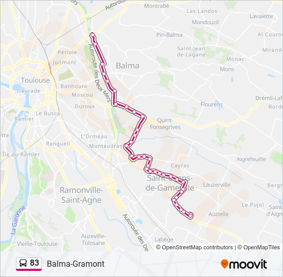 Mapa de 83 de autobús